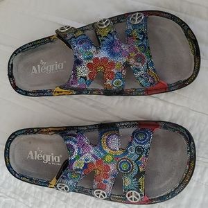 Alegria Rainbow Peace Sign Sandals